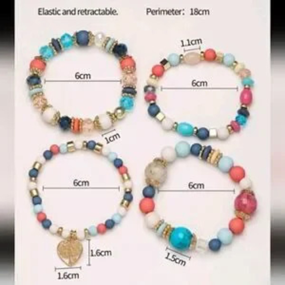 Bohemian Beaded Stretch Bracelet with Tree of Life Charm